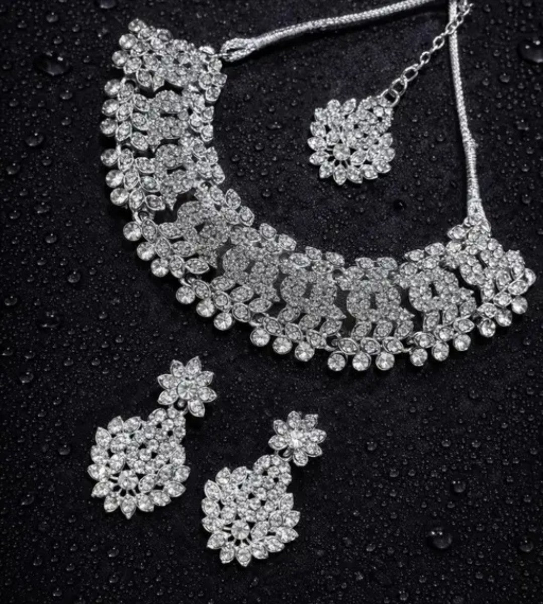 Rhodium Plated Jewellery Set White Austrian Diamond combo