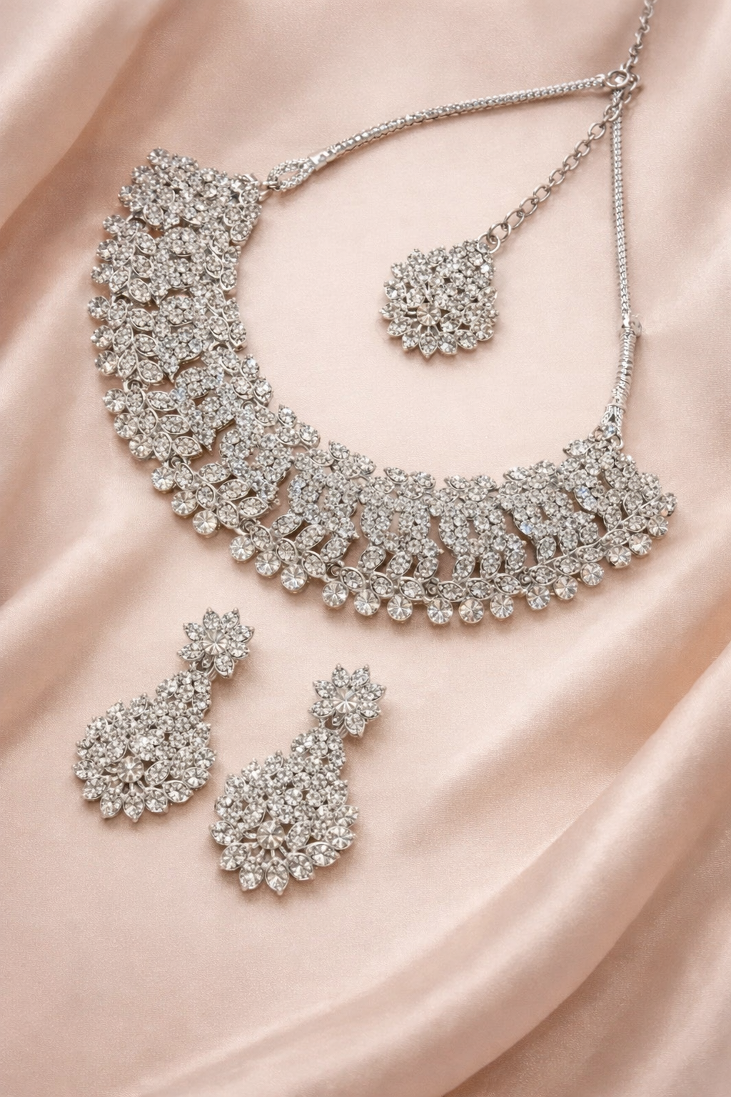 Rhodium Plated Jewellery Set White Austrian Diamond combo